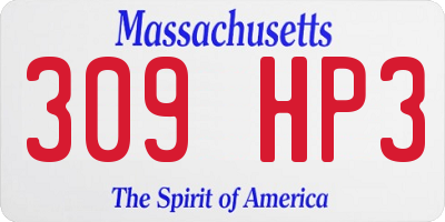 MA license plate 309HP3