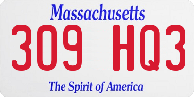 MA license plate 309HQ3