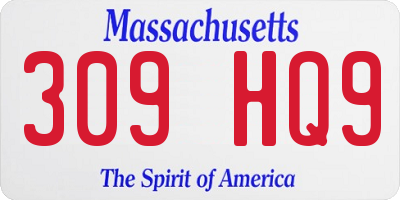 MA license plate 309HQ9