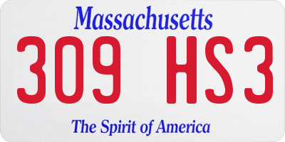 MA license plate 309HS3