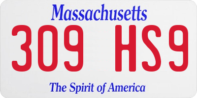MA license plate 309HS9