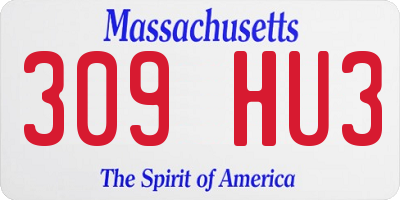 MA license plate 309HU3