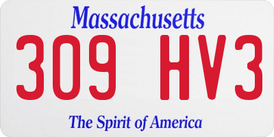 MA license plate 309HV3