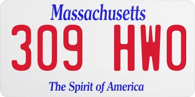 MA license plate 309HW0
