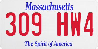 MA license plate 309HW4