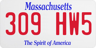 MA license plate 309HW5