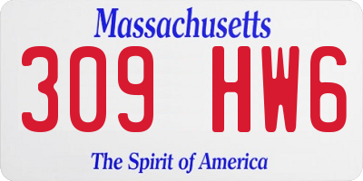 MA license plate 309HW6