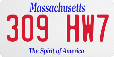 MA license plate 309HW7