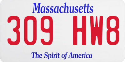 MA license plate 309HW8