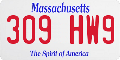 MA license plate 309HW9