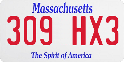 MA license plate 309HX3