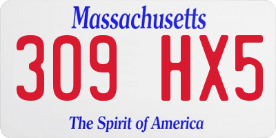 MA license plate 309HX5