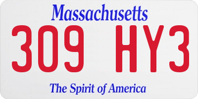 MA license plate 309HY3