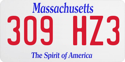 MA license plate 309HZ3