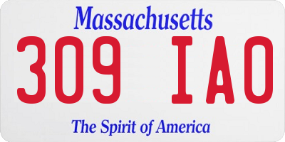 MA license plate 309IA0