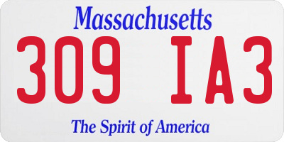 MA license plate 309IA3