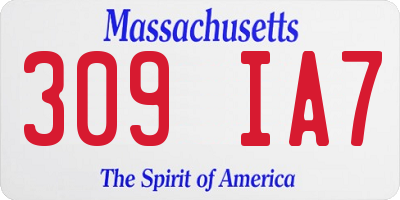 MA license plate 309IA7