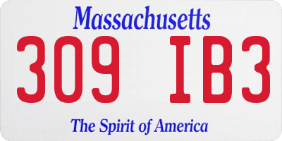 MA license plate 309IB3