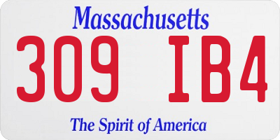 MA license plate 309IB4