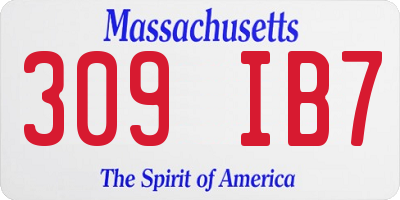 MA license plate 309IB7