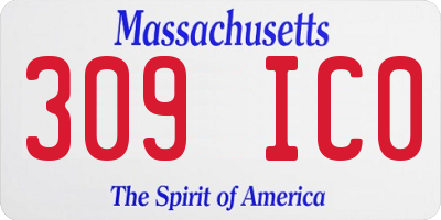 MA license plate 309IC0