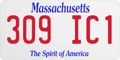 MA license plate 309IC1