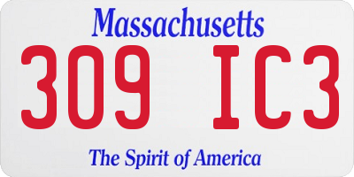 MA license plate 309IC3