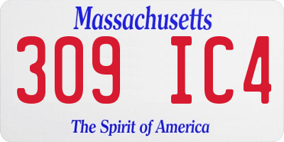 MA license plate 309IC4