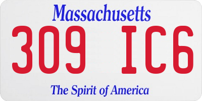 MA license plate 309IC6