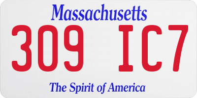 MA license plate 309IC7