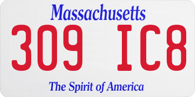 MA license plate 309IC8