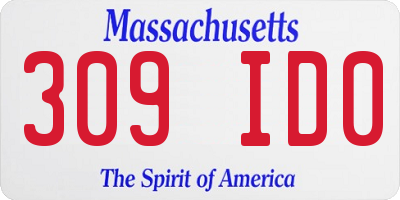 MA license plate 309ID0