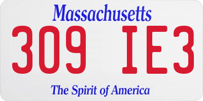 MA license plate 309IE3