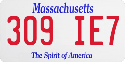 MA license plate 309IE7