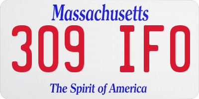 MA license plate 309IF0