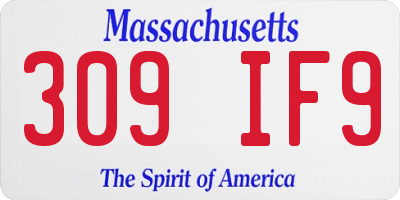 MA license plate 309IF9