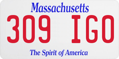 MA license plate 309IG0