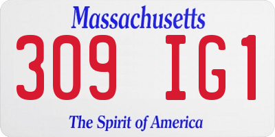 MA license plate 309IG1