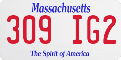 MA license plate 309IG2