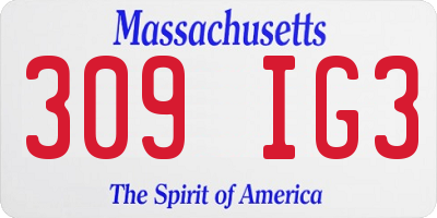 MA license plate 309IG3
