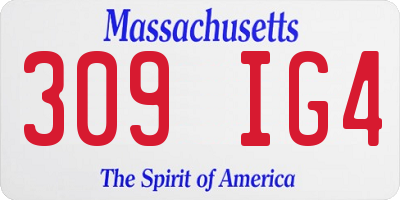 MA license plate 309IG4