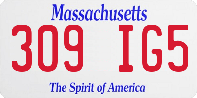 MA license plate 309IG5