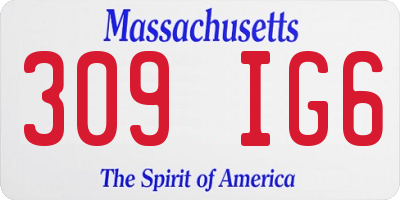 MA license plate 309IG6