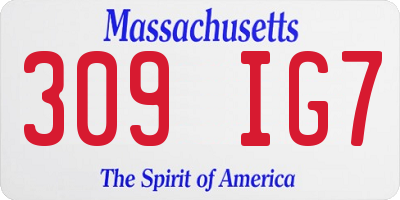 MA license plate 309IG7