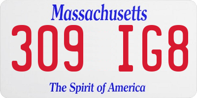MA license plate 309IG8