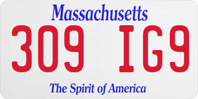 MA license plate 309IG9