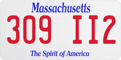 MA license plate 309II2