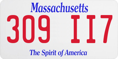 MA license plate 309II7