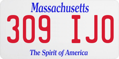 MA license plate 309IJ0