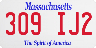 MA license plate 309IJ2
